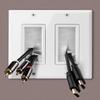 2 Gang Brush Wall Plate White Double Gang 2 outlet Cable Management for TV Cables Coax, HDMI, Ethernet Cables, Speaker Wires, low voltage Universal Pass Through view 3