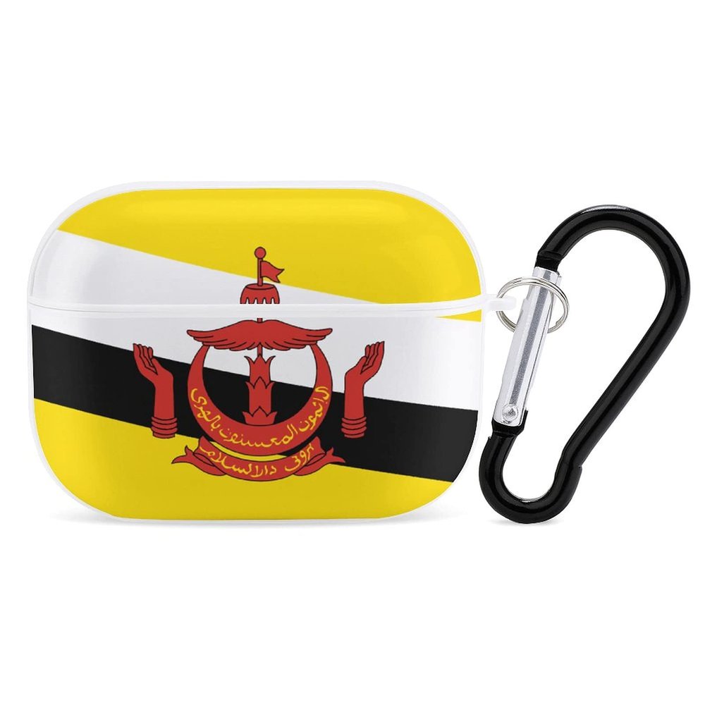 MAIPHUONGANH Brunei Flag Compatible with AirPods Pro case Protective Cover, Cute Protective Shockproof Protective Cover with Keychain, Wireless Charging Box, Woman, Man