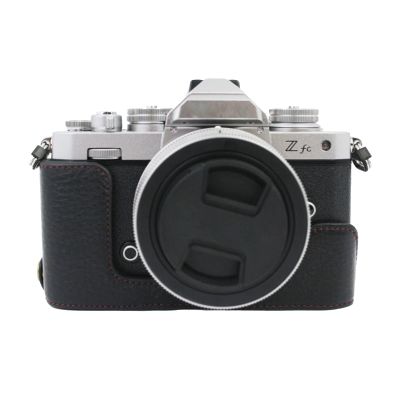 Kimyoaee Leather Case for Nikon Z fc Mirrorless Cameras Leather Case Retro Vintage Half Cover PU Storage Bag Digital DSLR Accessories for Nikon Camera Case (Black)