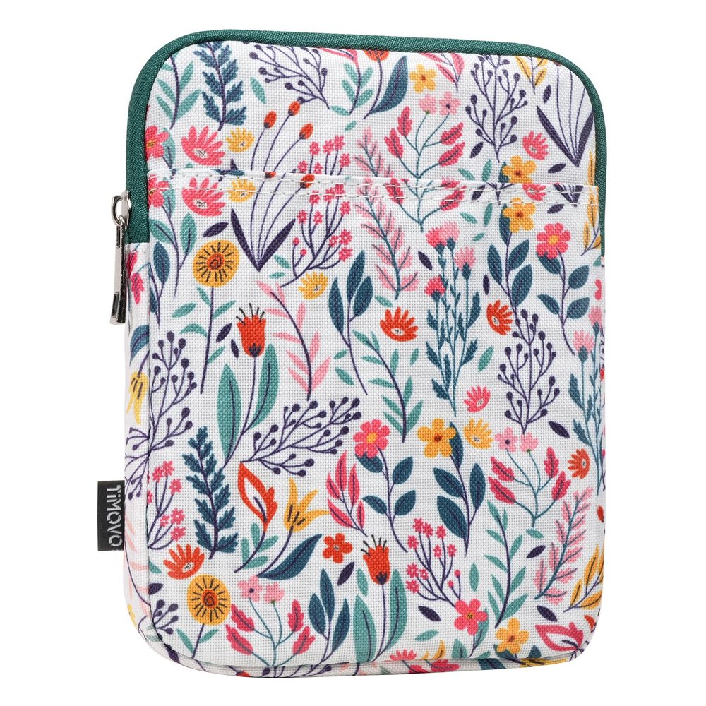 TiMOVO 6-7 Inch Sleeve Case for eReader Book Paperwhite/Colorsoft Signature Edition, Protective Sleeve Cover Pouch Bag Carrying Case for E-Reader/Oasis & Kobo Devices, Flowers