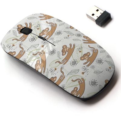 2.4G Wireless Mouse with Cute Pattern Design for All Laptops and Desktops with Nano Receiver - Cute Monkey
