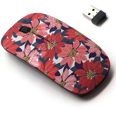 2.4G Wireless Mouse with Cute Pattern Design for All Laptops and Desktops with Nano Receiver - Christmas red Pink