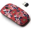 2.4G Wireless Mouse with Cute Pattern Design for All Laptops and Desktops with Nano Receiver - Christmas red Pink view 1