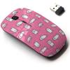 2.4G Wireless Mouse with Cute Pattern Design for All Laptops and Desktops with Nano Receiver - Cute White Cats view 1