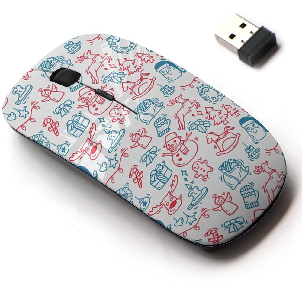 2.4G Wireless Mouse with Cute Pattern Design for All Laptops and Desktops with Nano Receiver - Christmas Snowman Present