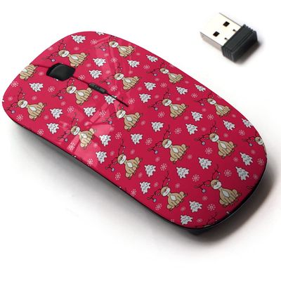 2.4G Wireless Mouse with Cute Pattern Design for All Laptops and Desktops with Nano Receiver - Christmas Colorful Image