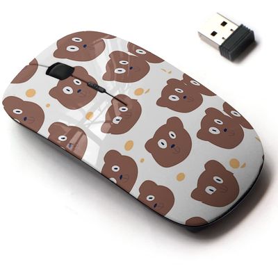 2.4G Wireless Mouse with Cute Pattern Design for All Laptops and Desktops with Nano Receiver - Cute Blue Bear