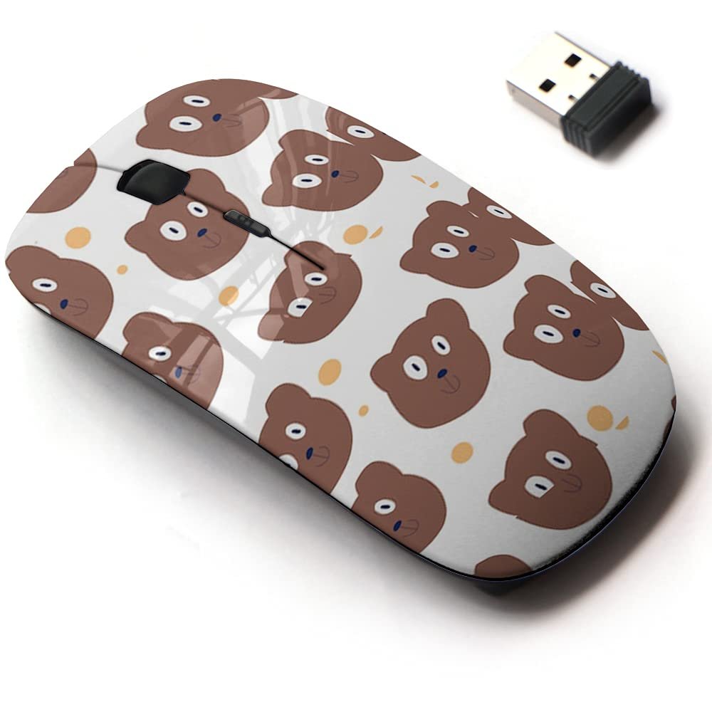 2.4G Wireless Mouse with Cute Pattern Design for All Laptops and Desktops with Nano Receiver - Cute Blue Bear