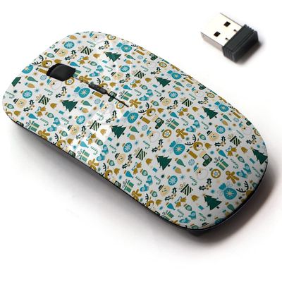2.4G Wireless Mouse with Cute Pattern Design for All Laptops and Desktops with Nano Receiver - Christmas Symbols Textiles
