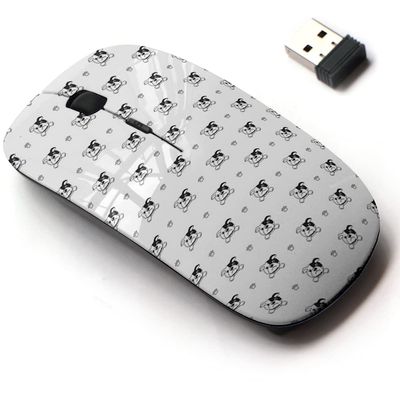 2.4G Wireless Mouse with Cute Pattern Design for All Laptops and Desktops with Nano Receiver - Cartoon Character Bulldog