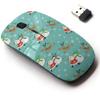2.4G Wireless Mouse with Cute Pattern Design for All Laptops and Desktops with Nano Receiver - Christmas Santa Snowman view 1