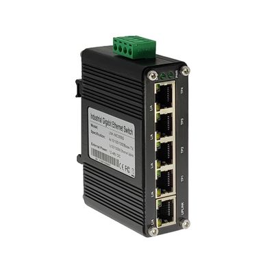 Mini Industrial 5-Port Gigabit Ethernet Switch - Hardened, 10/100/1000Mbps, Din Rail & Wall Mountable (-40 to 167 F), 10Gbps Switching Capacity