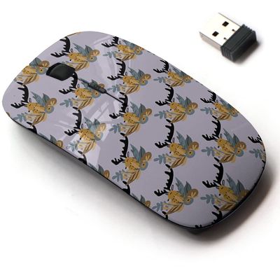 2.4G Wireless Mouse with Cute Pattern Design for All Laptops and Desktops with Nano Receiver - Colorful Deer Head