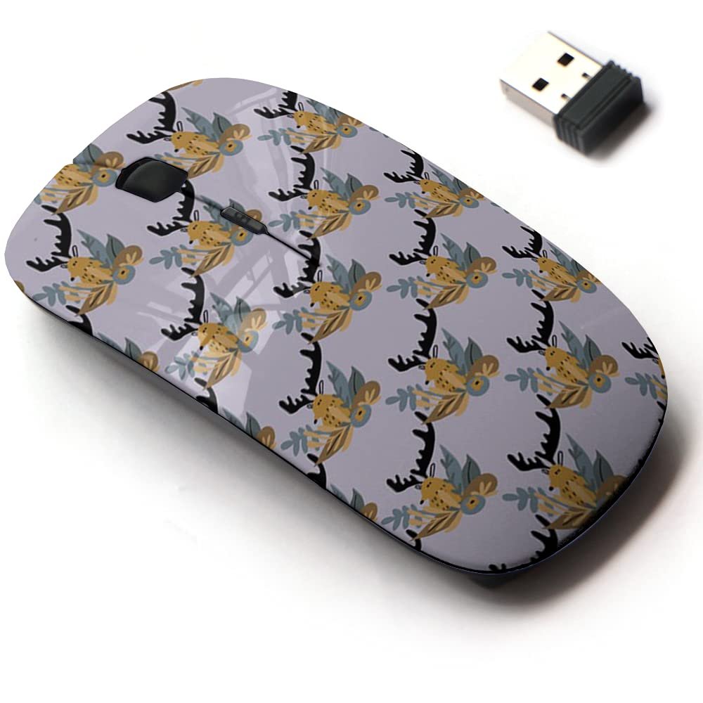 2.4G Wireless Mouse with Cute Pattern Design for All Laptops and Desktops with Nano Receiver - Colorful Deer Head