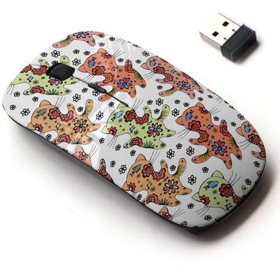 2.4G Wireless Mouse with Cute Pattern Design for All Laptops and Desktops with Nano Receiver - cat Cute Kitten