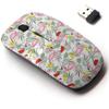 2.4G Wireless Mouse with Cute Pattern Design for All Laptops and Desktops with Nano Receiver - Flamingo Leaves Cartoon view 1