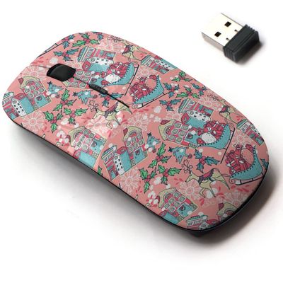 2.4G Wireless Mouse with Cute Pattern Design for All Laptops and Desktops with Nano Receiver - Christmas Deers