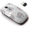 2.4G Wireless Mouse with Cute Pattern Design for All Laptops and Desktops with Nano Receiver - Cute Grey cat view 1