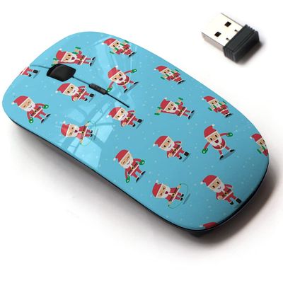 2.4G Wireless Mouse with Cute Pattern Design for All Laptops and Desktops with Nano Receiver - Cartoon Christmas Santa Claus