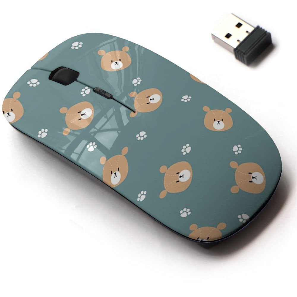 2.4G Wireless Mouse with Cute Pattern Design for All Laptops and Desktops with Nano Receiver - Animal Wildlife Cute Teddy