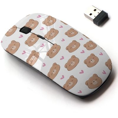 2.4G Wireless Mouse with Cute Pattern Design for All Laptops and Desktops with Nano Receiver - Bear idea Textiles