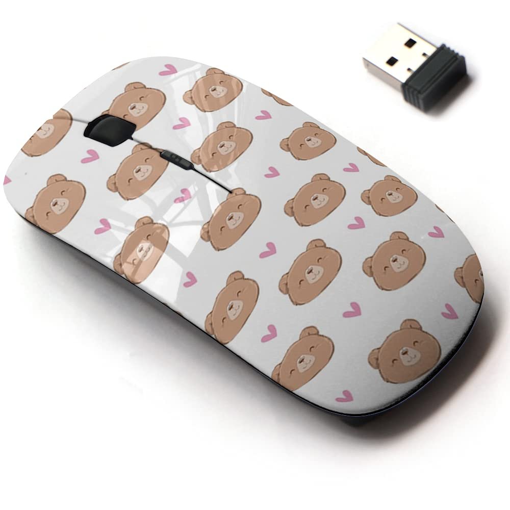 2.4G Wireless Mouse with Cute Pattern Design for All Laptops and Desktops with Nano Receiver - Bear idea Textiles