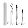 AngleKai 3PCS Tip Tweezers, Silicone Rubber Flat Tipped Tweezers Bent Tip for Jewelry Coin Stamp (Black) view 1