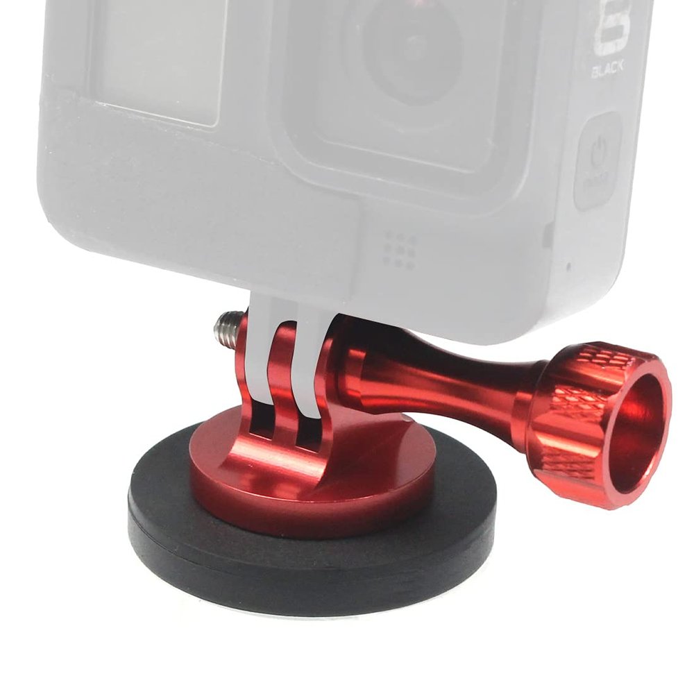 FEICHAO D43mm Rubberized Magnet Suction Cup Tripod Mount Adapter Compatible with Insta360 ONE R/Gopro Action Camera (Red)