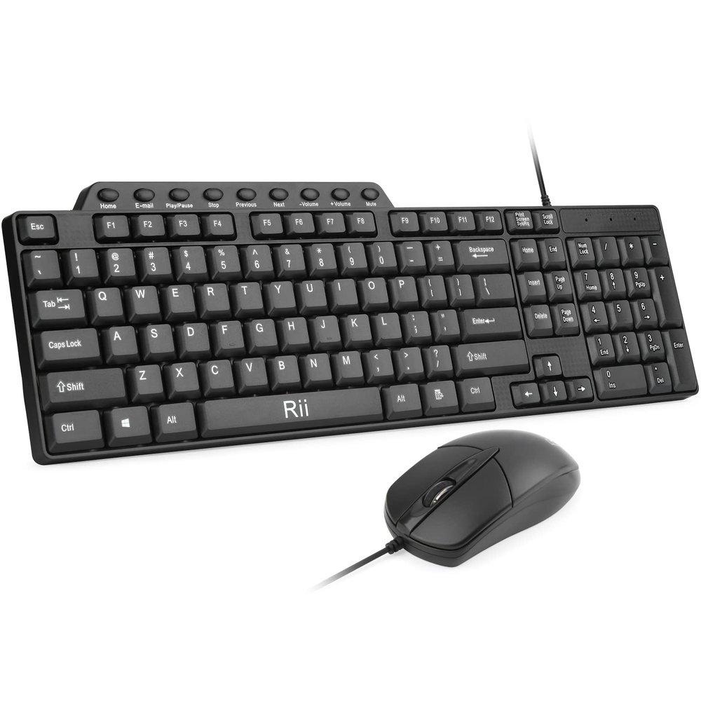 (10PACK) Wired Keyboard and Mouse,Rii RK203 Ultra Full Size Slim USB Basic Wired Keyboard Mouse Combo Set with Number Pad for Computer,Laptop,PC,Notebook,Windows