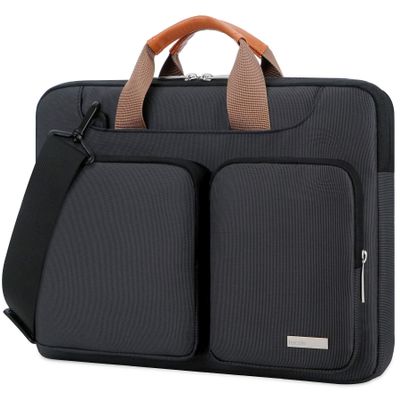 Lacdo 17 17.3 Inch Laptop Bag Women Men Sleeve Case for Dell/HP Envy/ASUS/Acer/Lenovo/LG/Razer Blade Pro 17/MacBook Pro 17, Computer Shoulder Messenger Bag Business Briefcase with Shoulder Strap,Black