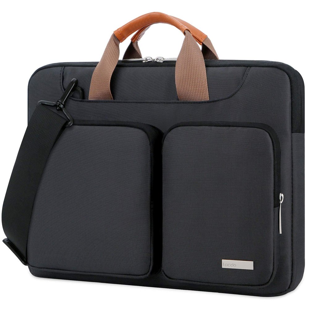 Lacdo 17 17.3 Inch Laptop Bag Women Men Sleeve Case for Dell/HP Envy/ASUS/Acer/Lenovo/LG/Razer Blade Pro 17/MacBook Pro 17, Computer Shoulder Messenger Bag Business Briefcase with Shoulder Strap,Black