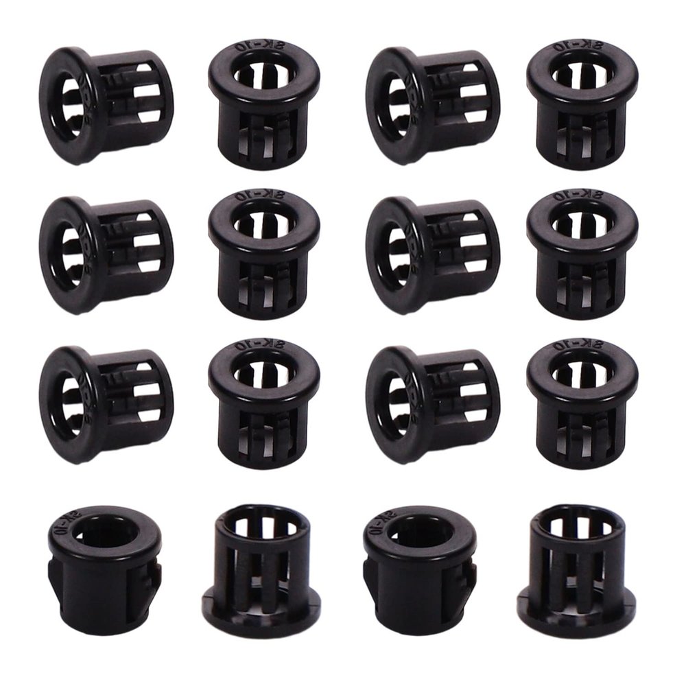 Juvielich 100Pcs Cable Hose Snap Bushing Grommet 10mm Mounted Dia Locking Snap Bushing Grommet,SK-10 Black