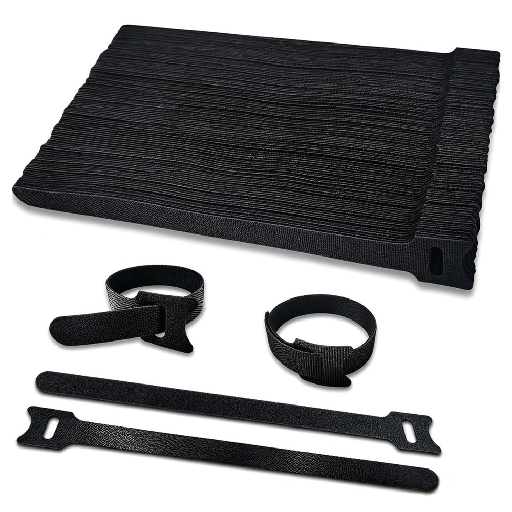 100pcs Reusable Cable Ties 7.8 In |Adjustable Cord Straps&Wire Wraps|Hook and Loop Cable Management Organizer