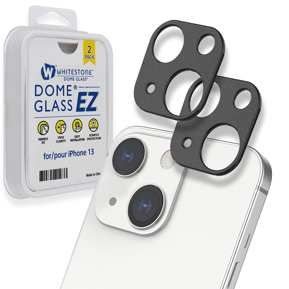 [Dome Camera EZ] Apple iPhone 13 (6.1") Camera Protector by Whitestone [One Touch Installation] Scratch-Resistant Camera Lens Protector - Two Pack