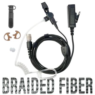 Tactical Mic & Earpiece Braided Fiber Kit - Quick Disconnect Compatible w/Harris/Tait TP3000/8000/9000 Series