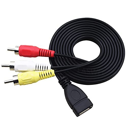 1.5m USB A Female to 3 RCA Phono AV Cable Lead PC TV Aux Audio Video Adapter