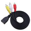 1.5m USB A Female to 3 RCA Phono AV Cable Lead PC TV Aux Audio Video Adapter view 4