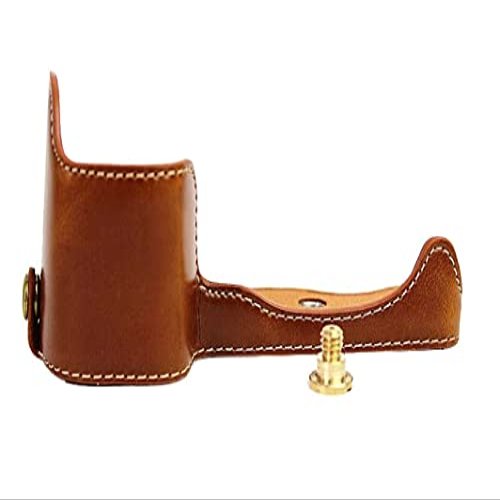 BolinUS ZV-E10 Case, Handmade PU Leather Half Camera Case Bag Cover Bottom Opening Version for Sony ZV-E10 ZVE10 With Hand Strap (Brown)