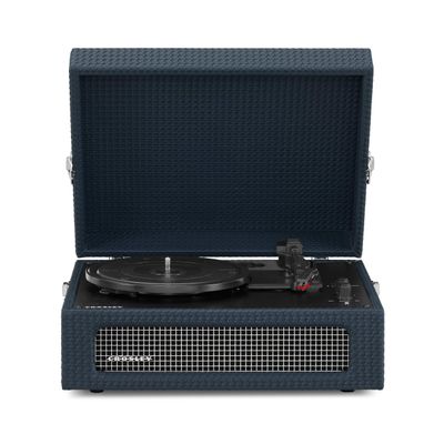 Crosley Voyager Turntable with 2 Speakers, Bluetooth In & Out and AUX - 3 Speed Retro Record Player - For 7", 10" and 12" Vinyl - Portable with Integrated Case - Navy Blue