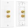 2-Pack Speaker Wire Wall Plate in White. Color Coded Red/White Wall Plate easy to install. Accepts Bare Wire, Speaker Pins or Banana Plugs. view 1