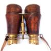 SIFAAT WORLD 6 Inches Antique Solid Brass Red Leather Binoculars for Adults with Leather Neck Strap ; Hunting/Shooting/Bird Watching Marine Binoculars view 2