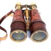 SIFAAT WORLD 6 Inches Antique Solid Brass Red Leather Binoculars for Adults with Leather Neck Strap ; Hunting/Shooting/Bird Watching Marine Binoculars view 3