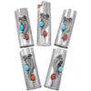 Alltribes Native American Turquoise Coral Stamped Silver Lighter Case Cover Sterling Leaf and Flower Design on Silver Housing 0100 view 2