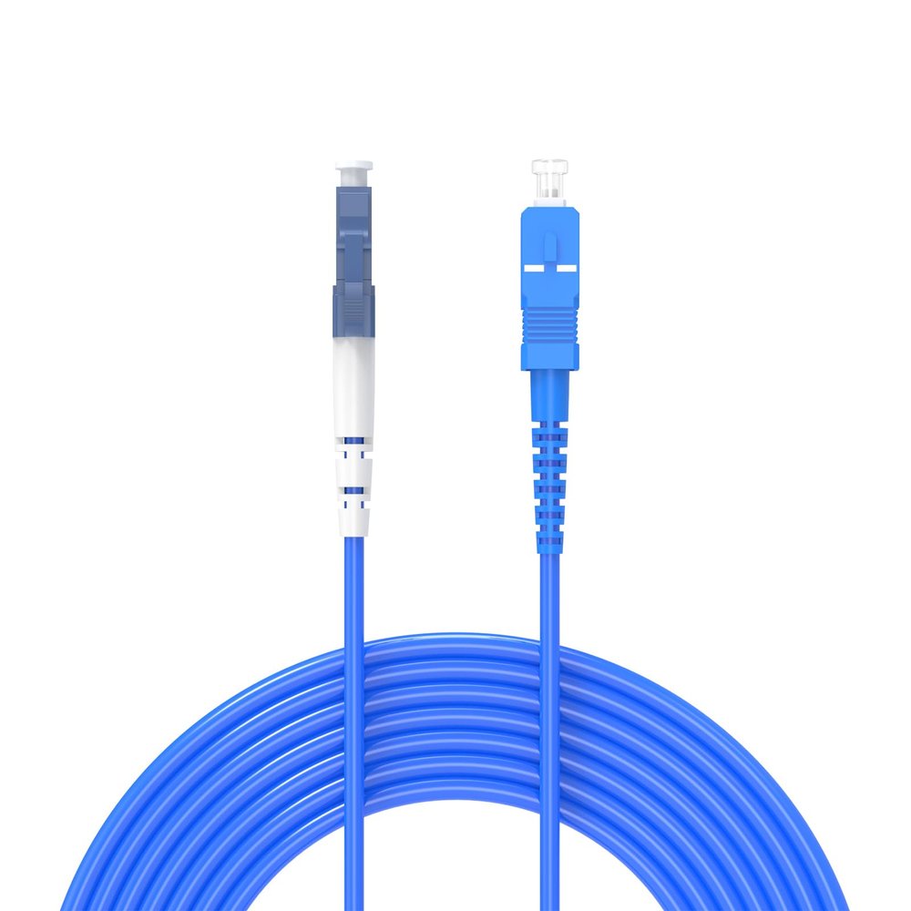 Buacoz 5Meters, LC to SC, Armored Single Mode Simplex Fiber Optic Cables LC-SC Patch Cord Jumper SM SX 16.4FT Blue