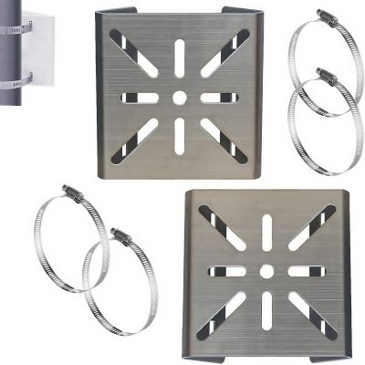 2-Pack Heavy-Duty 430 Stainless Steel Pole Mount Adapter with 4X 100mm Loops - for CCTV Cameras, PTZ Domes, AP Access Points - Indoor/Outdoor, 13KG Load Capacity