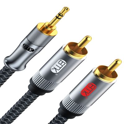 EMK 3.5mm to RCA Stereo Audio Cable - Gold Plated, Aux Male to 2RCA Male, 4ft/2M, Compatible with Smartphones, MP5, Tablets, Speakers, Home Theater, HDTV