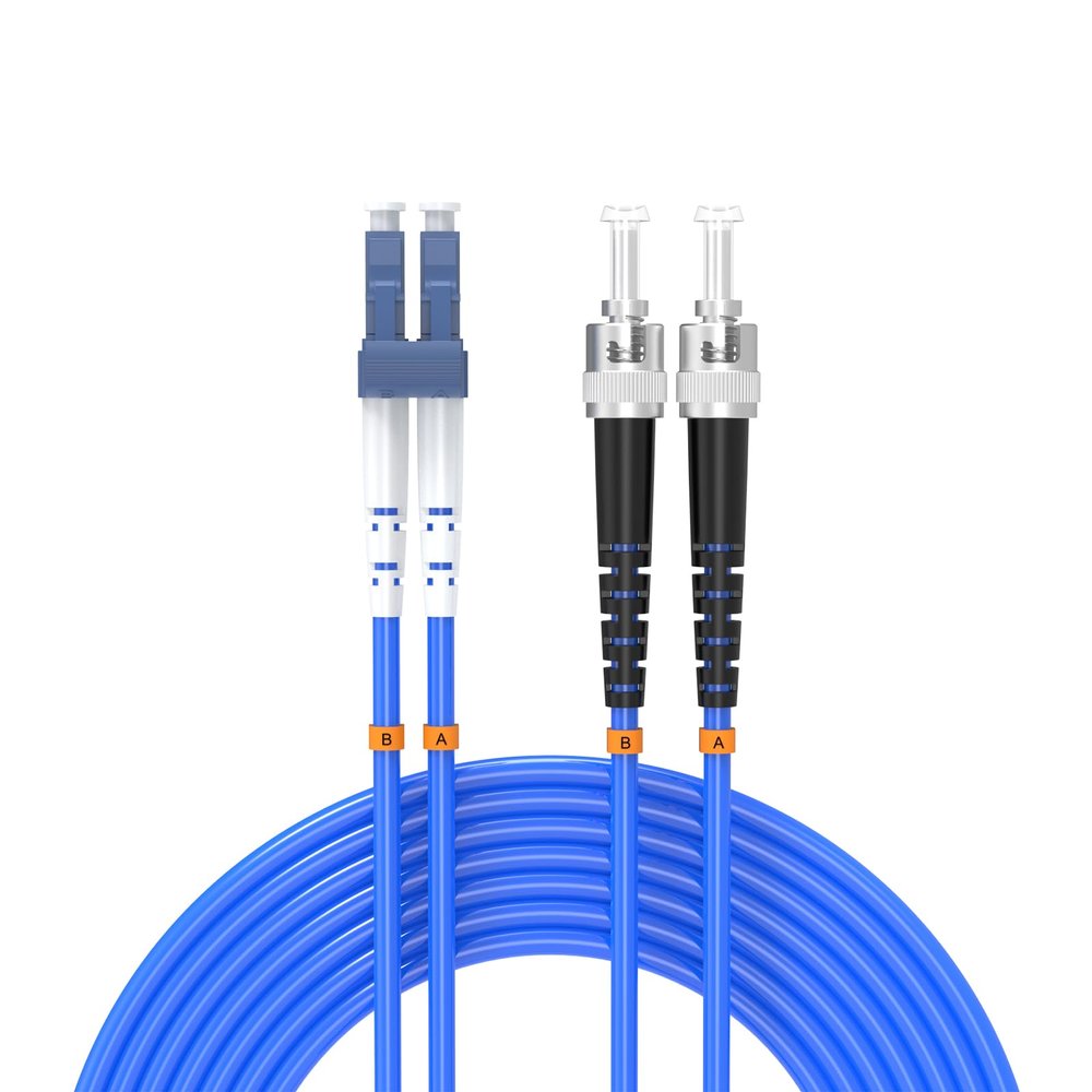 Buacoz 40Meters, LC to ST, Armored Single Mode Duplex Fiber Optic Cables LC-ST Patch Cord Jumper SM SX 132FT Blue