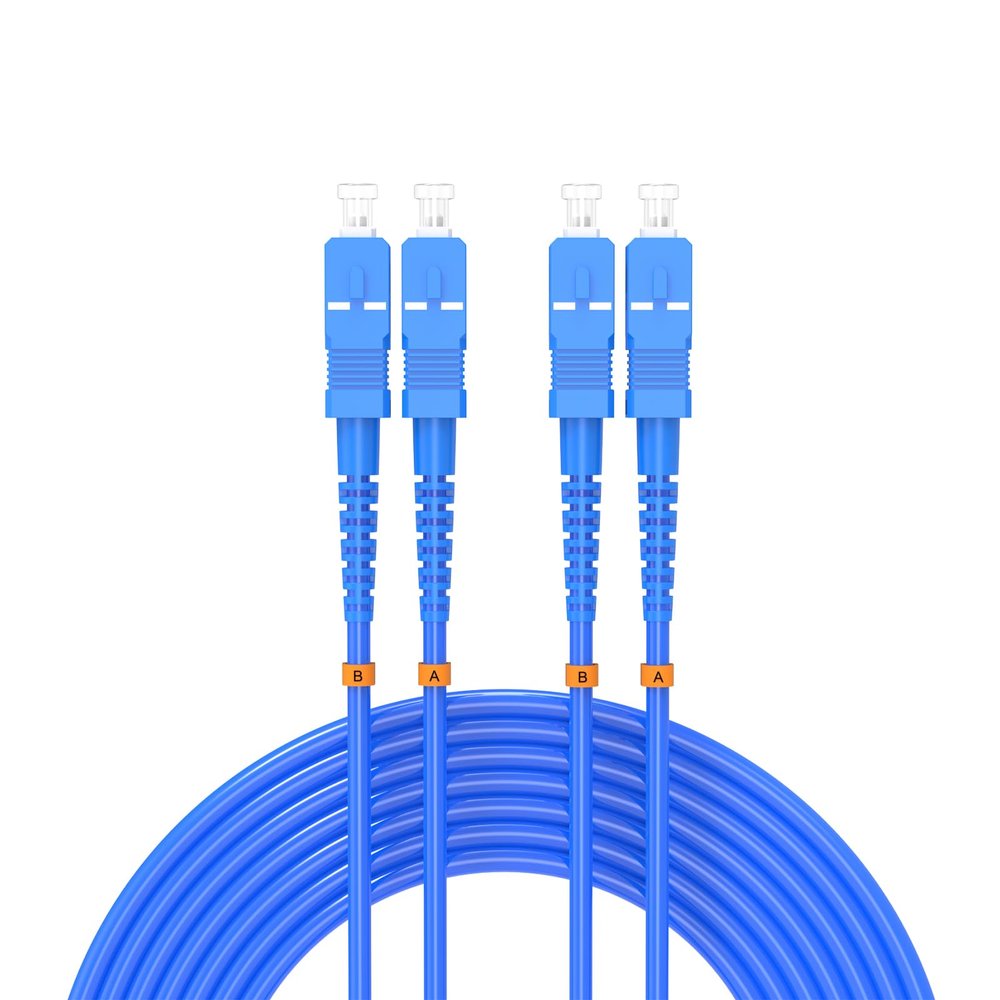 10Meters, SC to SC, Armored Single Mode Duplex Fiber Optic Cables SC-SC Patch Cord Jumper SM SX 32FT Blue