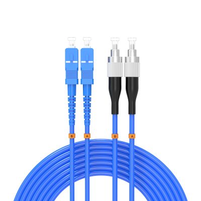 25Meters, SC to FC, Armored Single Mode Duplex Fiber Optic Cables SC-FC Patch Cord Jumper SM SX 82FT Blue
