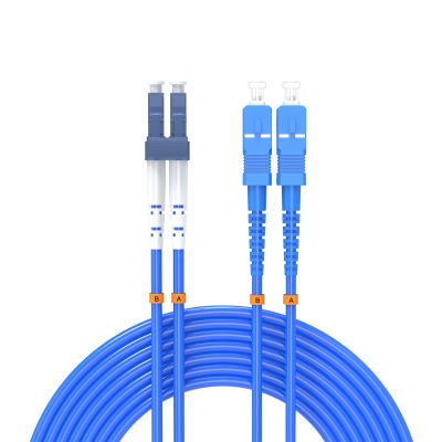 1Meters, LC to SC, Armored Single Mode Duplex Fiber Optic Cables LC-SC Patch Cord Jumper SM SX 3FT Blue
